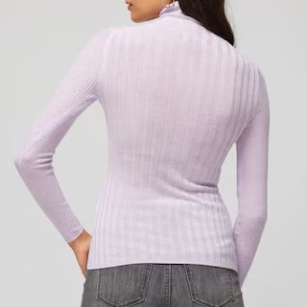 WHITE HOUSE BLACK MARKET LONG SLEEVE CASHMERE BLEND MOCKNECK SWEATER NEW LILAC - Picture 3 of 9